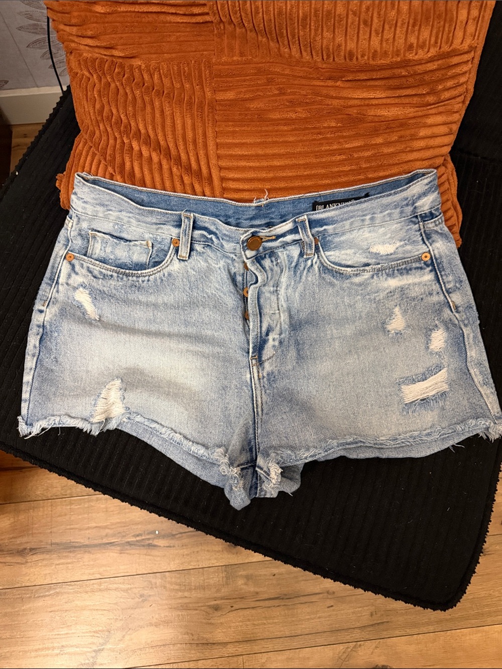 Blank NYC Light Blue Distressed Jean Shorts
